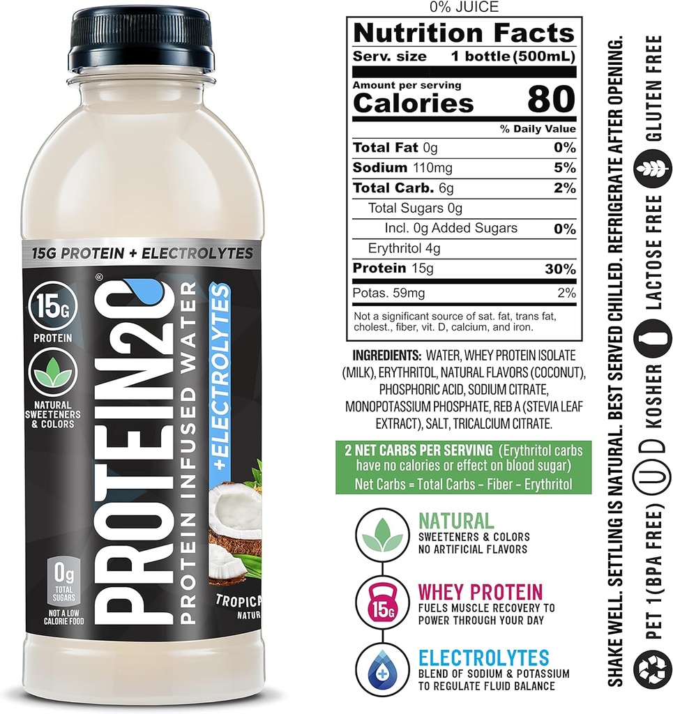 Protein2o Electrolyte Variety Pack, 15g Whey Protein Isolate Water