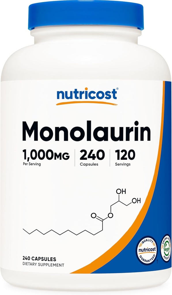Nutricost Monolaurin 1000mg - 240 Capsules (120 Servings) Gluten-Free, Non-GMO, Vegan Supplement