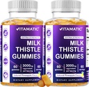 2 Pack Milk Thistle Gummies - 3000 mg Equivalent - Liver Detox & Antioxidant - 80% Silymarin - 60 Pectin Gummies
