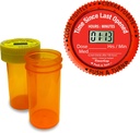 TimerCap Smart Pill Bottle Cap with Built-in Stopwatch - Medication Reminder Case (2-1.8 oz Amber Bottles) - Automatically Tracks Time Since Last Opened