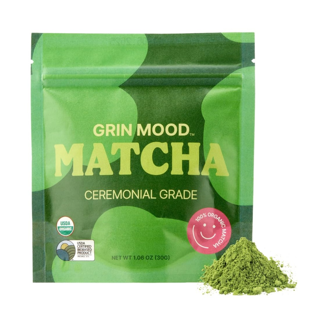 Organic Ceremonial Matcha Green Tea Powder - Decaffeinated Korean First Harvest Tea, Halal, Eco-Friendly Packaging - 1.06oz