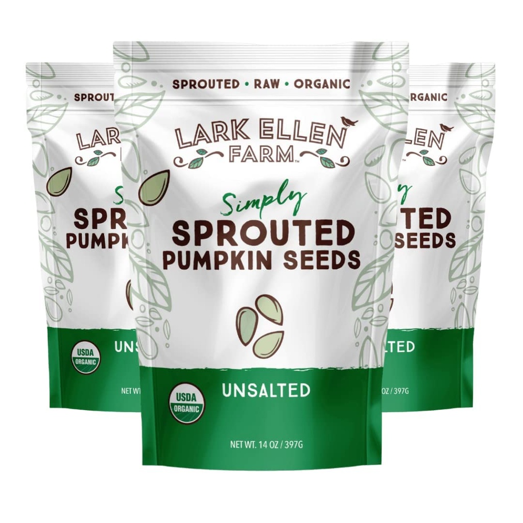 Organic Sprouted Pumpkin Seeds 3-Pack - Unsalted Raw Pepitas, Vegan, Non GMO, Gluten Free, Paleo & Keto Friendly - 14 oz each