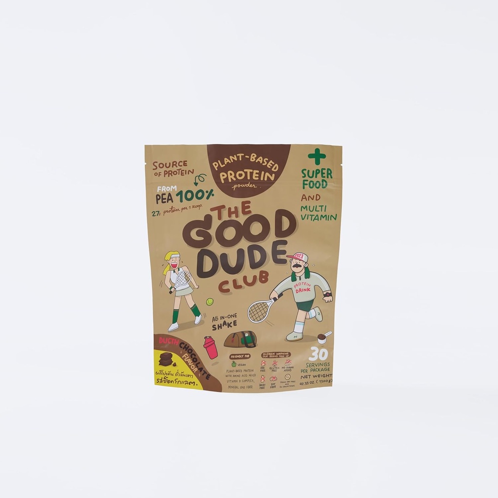 Premium Chocolate Pea Protein Powder for The Good Dude Club | Plant-Based with BCAAs, Vitamins & Minerals | Vegan Friendly, Gluten & Dairy Free, No Added Sugar | Easy to Digest