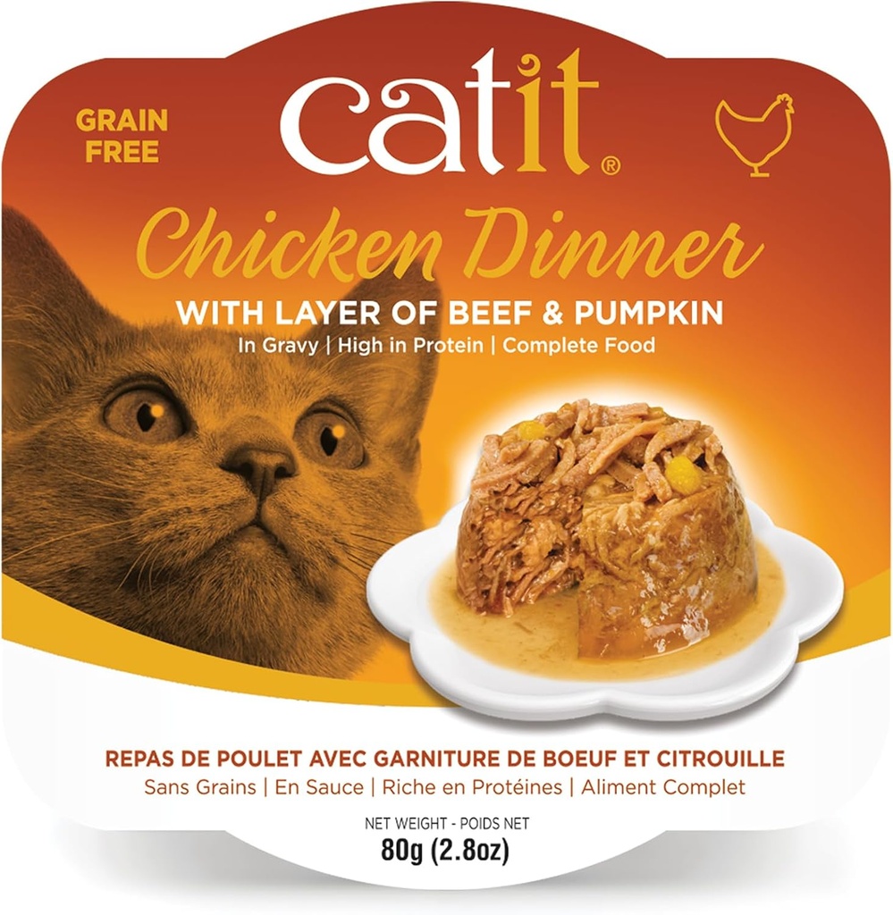 Catit Chicken Dinner with Beef & Pumpkin - Nutritious Wet Cat Food for Cats at Every Life Stage