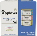 Applaws Fish Selection Variety Pack in Broth - Limited Ingredient Wet Cat Food Variety Pack with Natural Ingredients - 16 x 2.47oz Cans