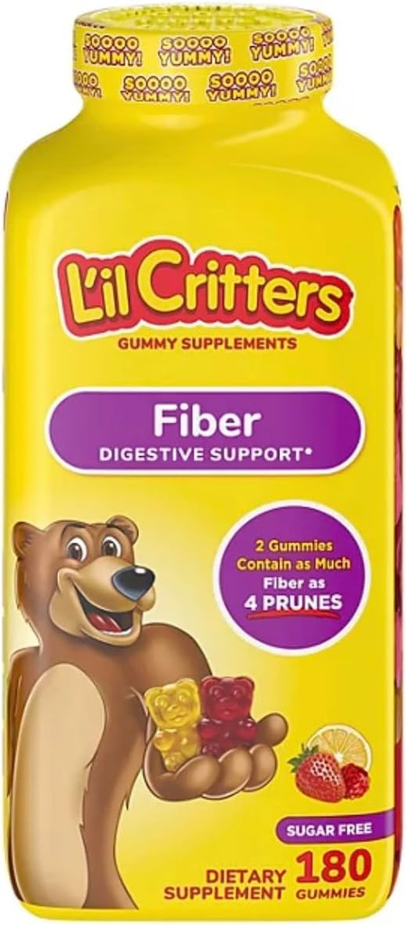 Sugar-Free Fiber Gummies for Kids by Lil Critters - 180 Count
