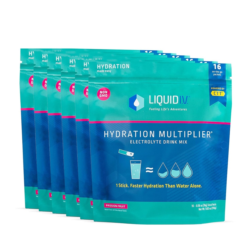Liquid I.V. Hydration Multiplier Passion Fruit Electrolyte Drink Mix 96 Single-Serving Packets