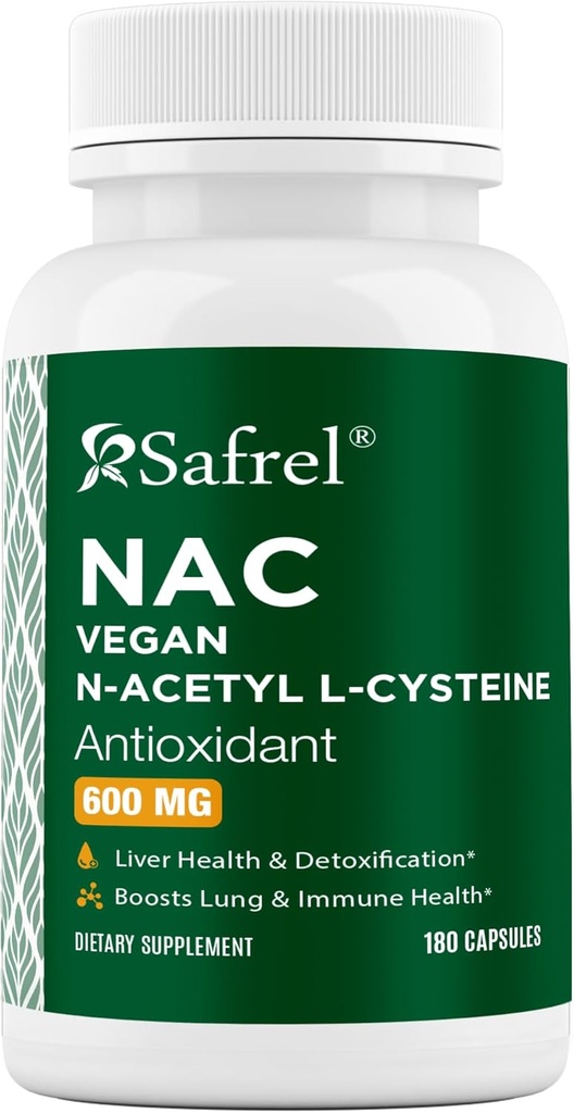 600mg N-Acetyl-L-Cysteine (NAC) Capsules - 180 Count - Respiratory, Immune, Liver Health Support - Antioxidant, Free-radical Defense - Easy Absorption - Non-GMO, Gluten Free