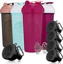 4-Pack Shaker Bottles with Agitator + 5-Pack Protein Funnels Bundle - BPA-Free & Dishwasher Safe, Ideal for Fitness