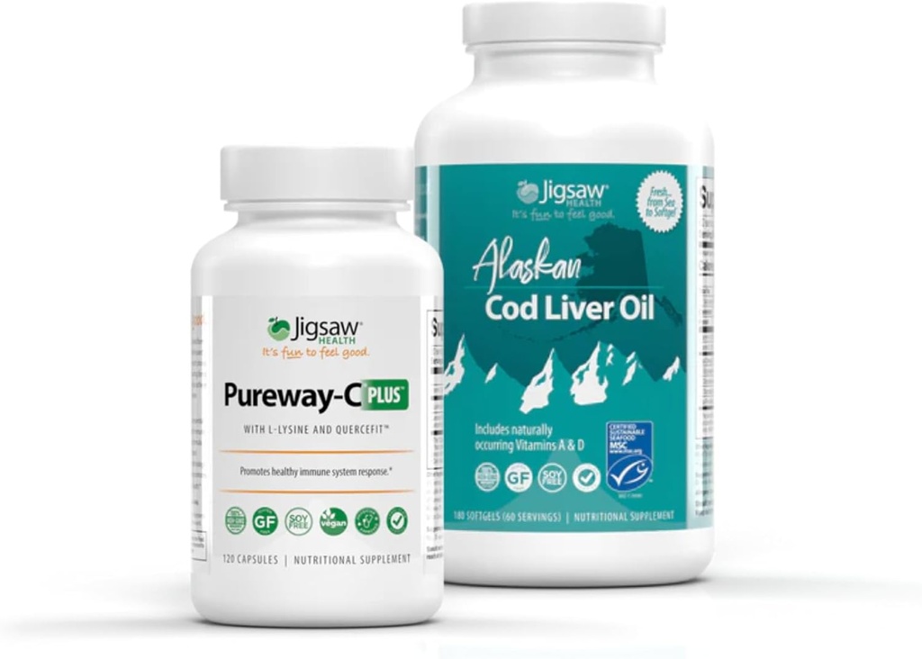 Immune Support Bundle | Pureway-C® Plus™ & Jigsaw Alaskan Cod Liver Oil™ Softgels for Overall Wellness