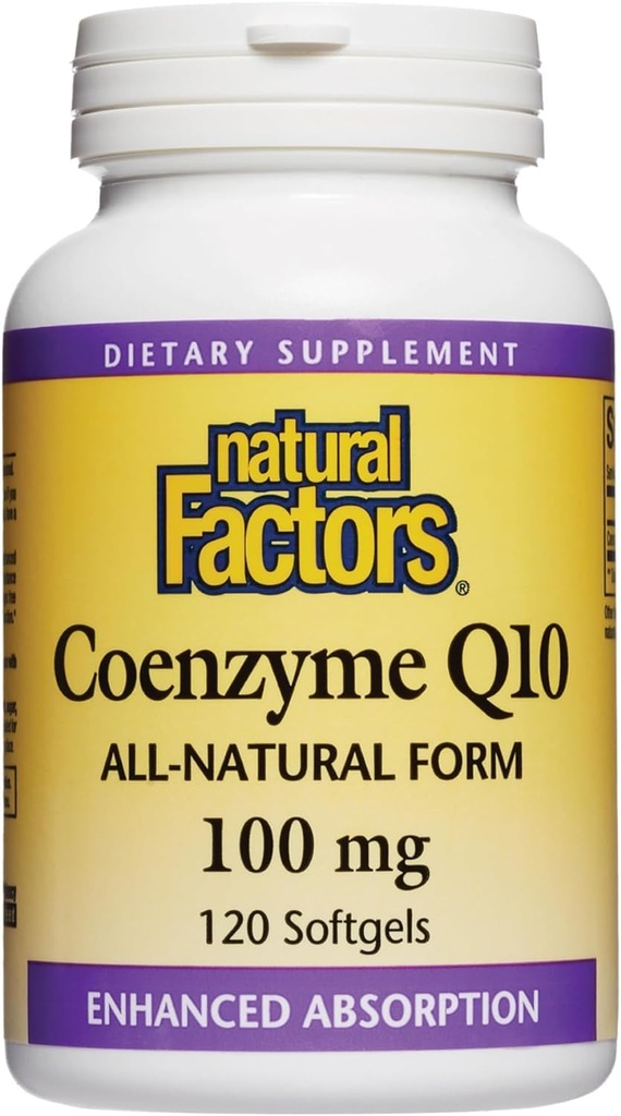 100mg Natural Coenzyme Q10 Supplement for Energy, Heart & Cognitive Support - 120 Softgels by Natural Factors