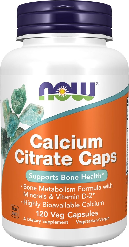NOW Foods Calcium Citrate with Vitamin D, Magnesium, Zinc, Copper & Manganese - 120 Veg Capsules