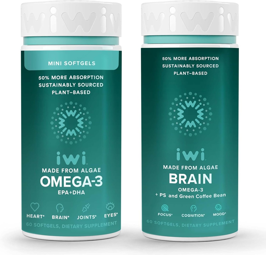 Vegan Algae Omega-3 Bundle, 30 Servings, EPA + DHA, Krill & Fish Oil Alternative