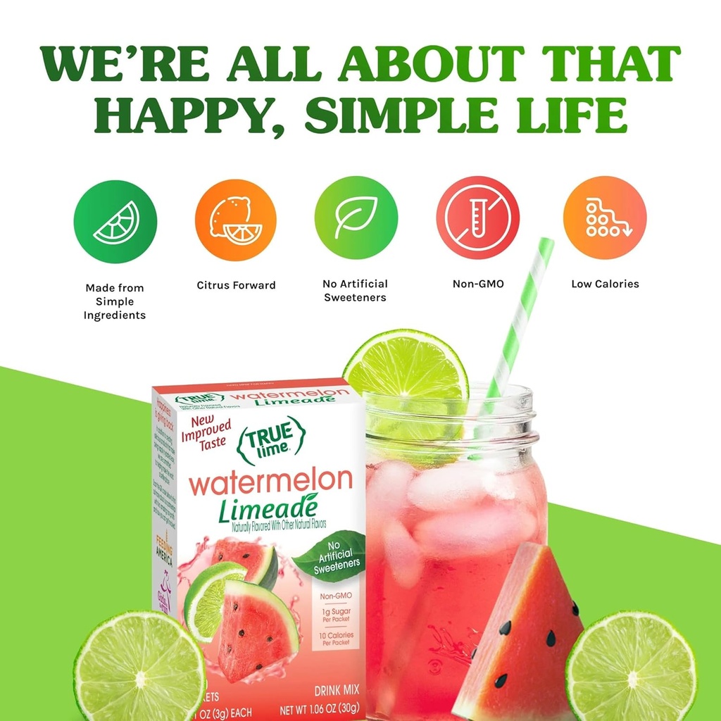 Three 10-Count Packs of True Lime Watermelon Limeade