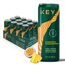 Sugar-Free KEY Ketone Energy Drink with 80mg Low Caffeine, 11.5g Ketones, Green Tea & L-Theanine for Long-Lasting Energy and Mental Focus - Pineapple Passionfruit Flavor (Pack of 12)