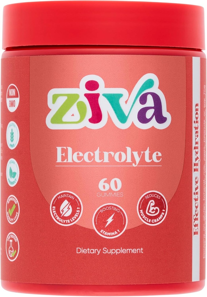 Hydration and Energy Boost Electrolyte Gummies for Athletes and Runners - 60 Count Pack for Rapid Rehydration