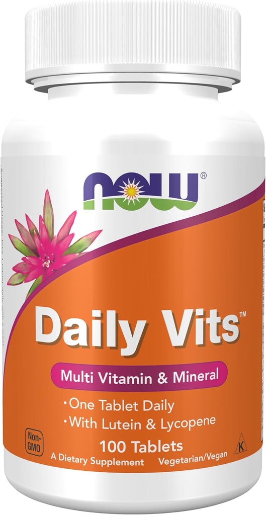 NOW Foods Daily Vits™ Supplement with Lutein & Lycopene - 100 Tablets, One Tablet Daily for Complete Nutrition
