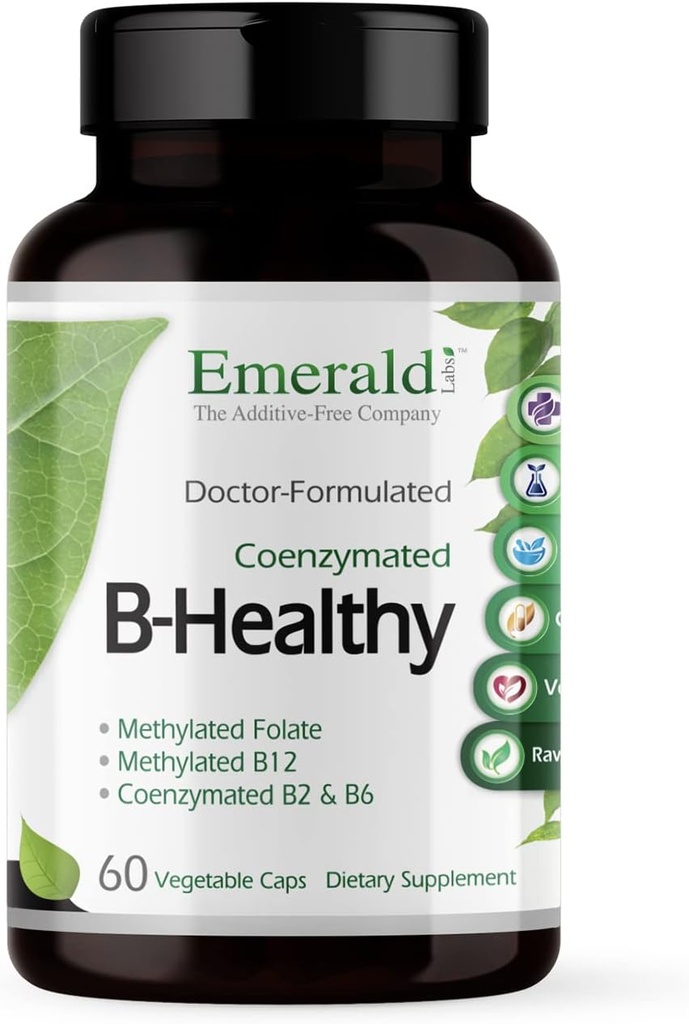 Vegan Vitamin B Complex with Methylated Folic Acid - Supports Immune, Brain & Heart Health - 60 Vegetable Capsules