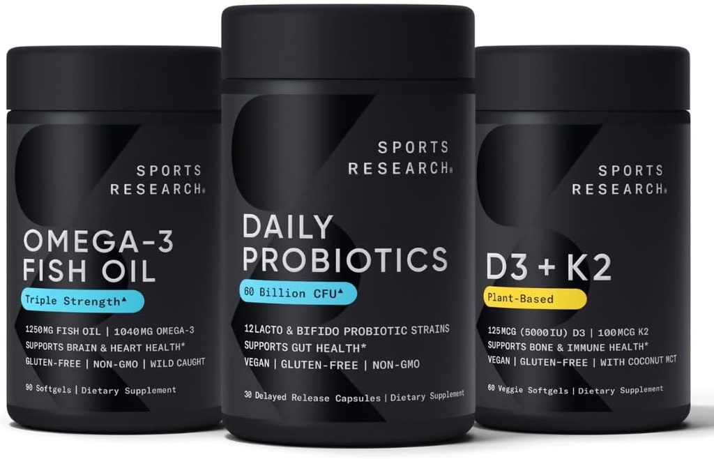 Wild Alaskan Pollock Omega 3 Fish Oil Softgels with Vegan Probiotics, Vitamin D, and Vitamin K