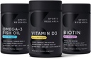 High Strength Omega-3 Fish Oil with Vitamin D3, MCT Oil, and Biotin - 30 Softgels - Wild Alaska Pollock - Burpless Formula - Vegan Friendly
