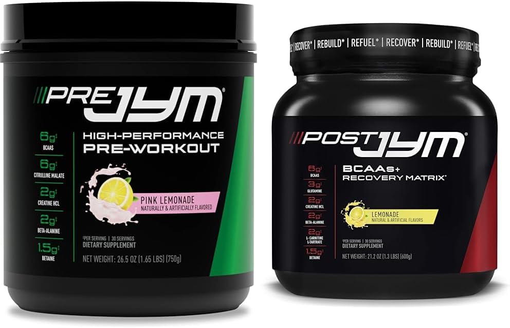 Bundle: JYM Supplement Science Pink Lemonade Pre-Workout & Lemonade Post-Workout Powder - 30 Servings each