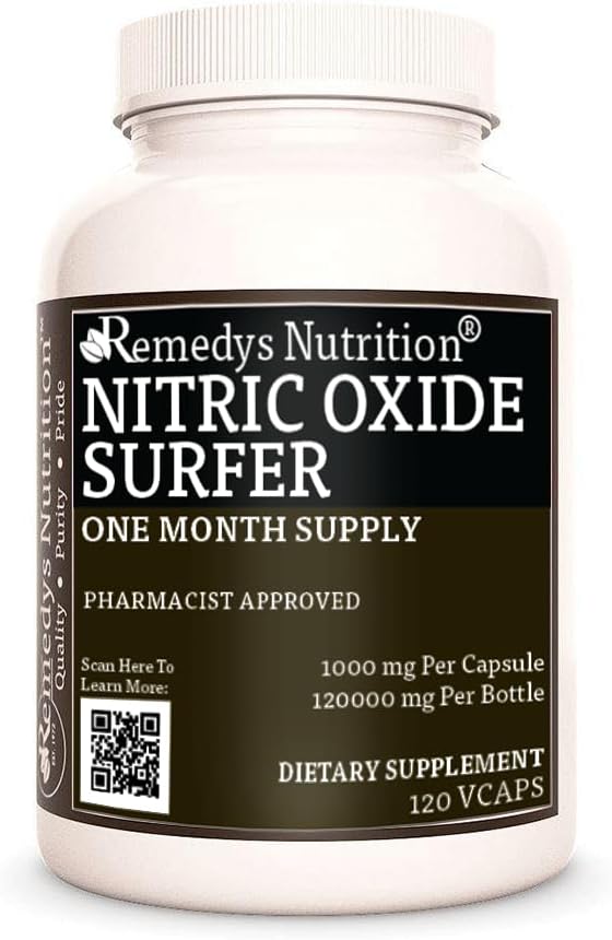 Plant-Based Nitric Oxide Booster | 1,000mg, 120 Vegan Capsules | Non-GMO, Gluten & Dairy Free, No Additives | Dietary Supplement by Remedy's Nutrition