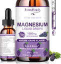 GreenPeople Magnesium Glycinate Liquid Drops - 1000mg 5 Types Liquid Magnesium Complex with D3, K2 & B6 - Bone & Muscle Support - Sugar-Free Grape Flavor - 2fl Oz