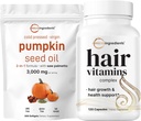 2 Pack Pumpkin Seed Oil & Saw Palmetto Capsules with Hair Vitamins | Cold Pressed Virgin Oil Supplement for Advanced Hair Growth Support