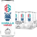 Gorilla Mind Energy Drink - High-Energy Formula with Nootropics for Focus - Sugar-Free, 16oz, 12-Pack - Arctic White