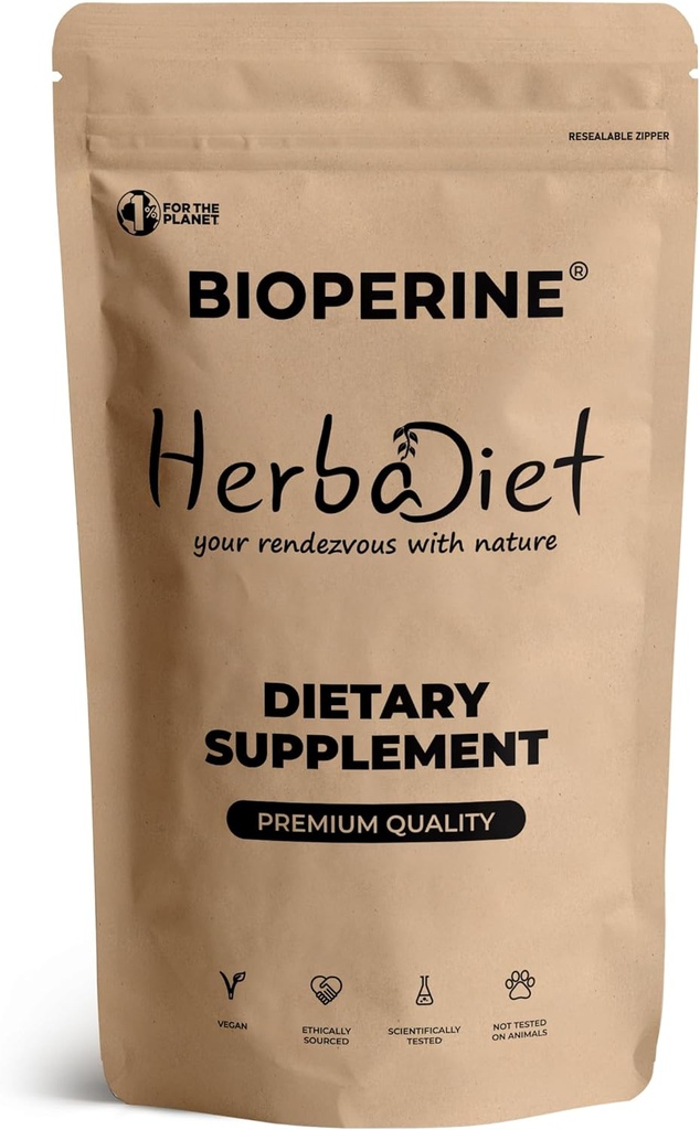 Herbadiet Bioperine Powder 95% Piperine Black Pepper Extract - Enhance