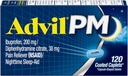 Advil PM Caplets 120 Count - Nighttime Sleep Aid and Pain Relief