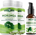 Organic Moringa Capsules 120ct. 500mg (2-Pack) with Moringa Oil 2fl oz - PURA VIDA MORINGA