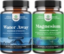 Water Away Pills Maximum Strength for Fast Bloating Relief + High Absorption Magnesium Complex Supplement