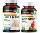 Organic Lion’s Mane and Dan Shen Capsules - 250 Capsules Lion’s Mane, 100 Capsules Dan Shen - Herbal Supplement for Immune Support and Cardiovascular Health
