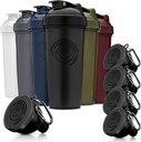 6-Pack Shaker Bottles with Agitator + 5-Pack Protein Funnels with Carabiner - BPA-Free & Dishwasher Safe Fitness Bundle