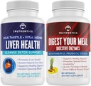 Liver Health and Digestive Enzymes Bundle for Liver Cleanse Detox, Digestion, Nutrient Absorption - Gluten Free, Non-GMO - Support for Occasional Gas and Bloating