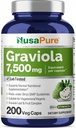 High Potency Graviola Extract Capsules - 200 Count, 7,500mg Equivalent, Non-GMO, 20:1 Extract Ratio, Vegetarian/Vegan Friendly