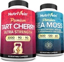 Premium Nutrivein Sea Moss & Tart Cherry Capsules Bundle for Digestive Health & Daily Wellness - High-Quality Supplement Set