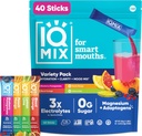 IQBAR IQMIX Electrolytes Powder Packets - Sugar Free Hydration Drink Mix with Keto Electrolytes, Lions Mane, Magnesium, and Potassium - Variety Pack of 40