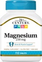 High-Quality 21st Century Magnesium Tablets - 250 mg, 110 Count Bottle