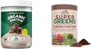 Bundle Deal: Organic Protein Powder & Super Greens Drink Mix (16+20 Servings) by Purely Inspired & Country Farms