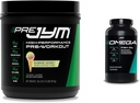 JYM Supplement Science Pre Jym Rainbow Sherbet & Omega JYM Fish Oil Bundle - 30 Servings and 120 Softgels