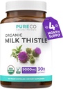USDA Organic Milk Thistle Capsules - High Potency Liver Support Supplement - 300mg Super Concentrated Extract - Detox and Cleanse - 120 Day Supply