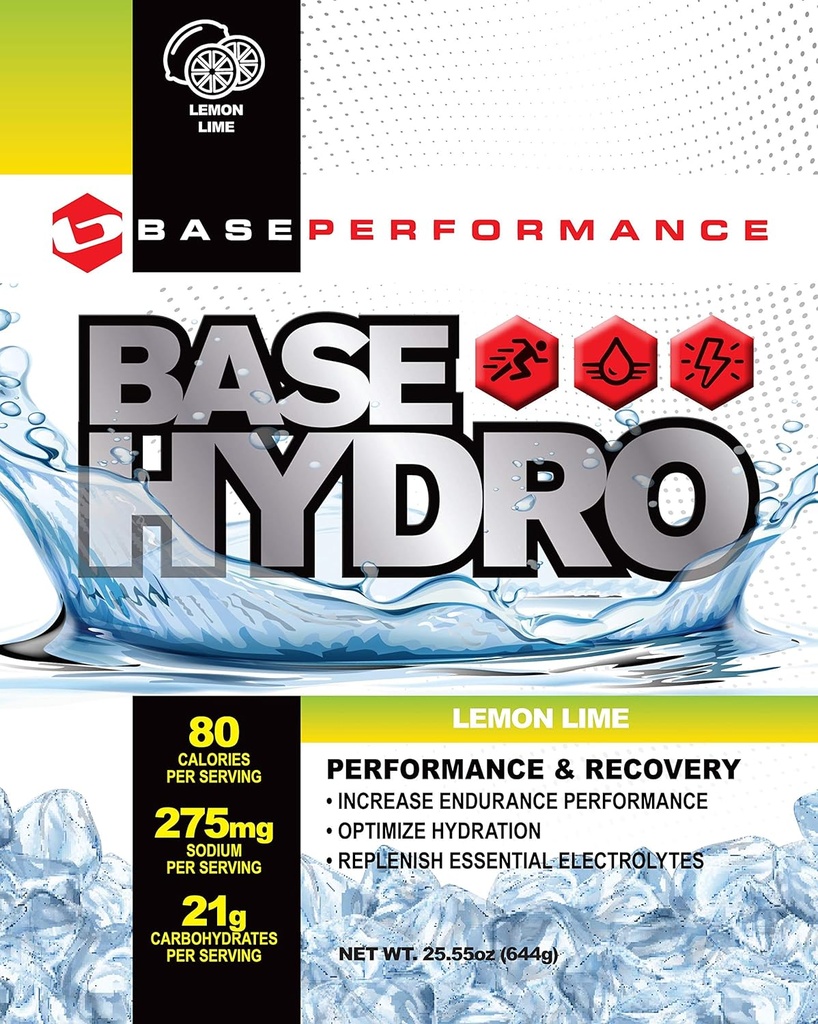 BASE Performance Hydro Lemon Lime Sports Drink Powder - Electrolyte Bl