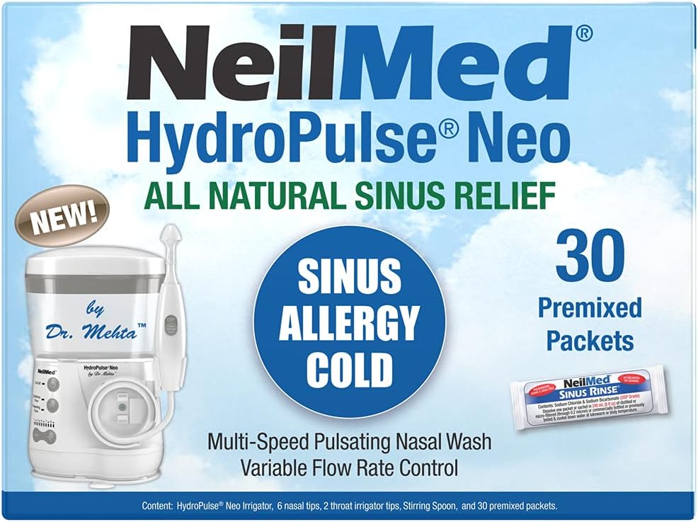 NeilMed HydroPulse Neo Nasal Sinus Irrigation System + 30 Rinse Packet